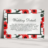 赤いポピーの花フローラ結婚詳細カード エンクロージャーカード