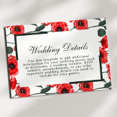 赤いポピーの花フローラ結婚詳細カード エンクロージャーカード