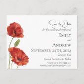 赤いポピーの花ミニマリストの水の色結婚の インビテーションポストカード (正面)