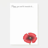 赤いポピーの花名前をカスタムするホワイトポストitメモ ポストイット (正面)