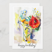 赤いポピーの花束 シーズンカード (正面/裏面)