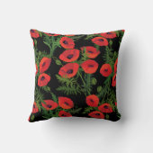 赤いポピーの花柄 クッション (裏面)