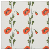 赤いポピーの花柄 ファブリック (見本)