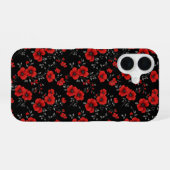 赤いポピーの花柄 iPhone 16ケース (裏面横)