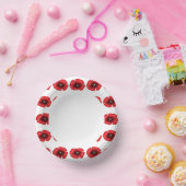 赤いポピーの花縁赤と白フローラ ペーパーボウル (パーティー)