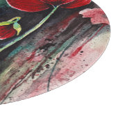 赤いポピーの花(水色) カッティングボード (角)