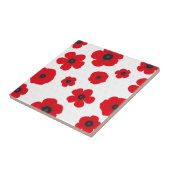 赤いポピーの花（白） タイル (側面)