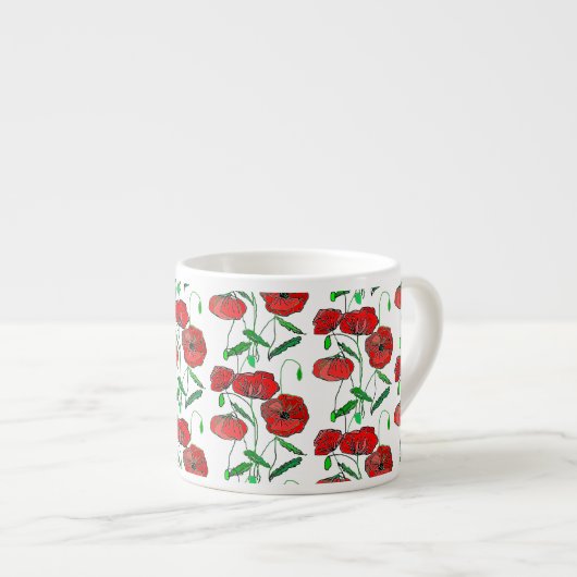 赤いポピーの芸術 –  エスプレッソカップ (正面右)