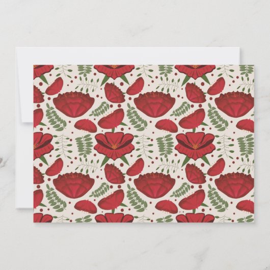 赤いポピーの赤ちゃんシャワー（距離） 招待状 (裏面)