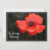 赤いポピーの追悼式の葬儀発表 招待状 (正面)