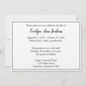 赤いポピーの追悼式の葬儀発表 招待状 (裏面)