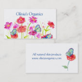 赤いポピーの野草蝶 名刺 (正面/裏面)