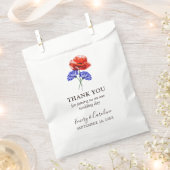 赤いポピーの青いコーナ素朴フラワー結婚の感謝 フェイバーバッグ (クリップ留めされた状態)