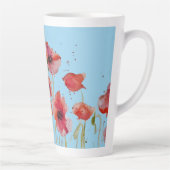 赤いポピーの青い水の色ポピーのアートマグ カフェラテマグ (右)