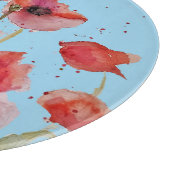 赤いポピーの青い水の色ポピー装飾的 カッティングボード (角)