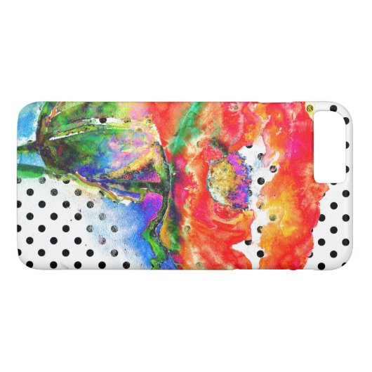 赤いポピーの黒と白の水玉模様 Case-Mate iPhoneケース (裏面(横))