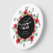 赤いポピーの25周年結婚記念日 ラージ壁時計 (傾斜)