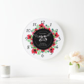 赤いポピーの25周年結婚記念日 ラージ壁時計 (ホーム)