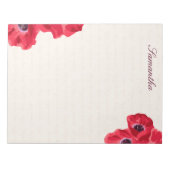 赤いポピーを文字の背景パーソナライズされた ノートパッド (正面)