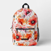 赤いポピーフィールドバックパック プリントバックパック (正面)