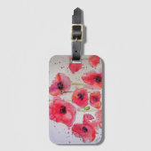 赤いポピーフラワーフローラ水彩ラゲッジタグ ラゲッジタグ (正面縦)