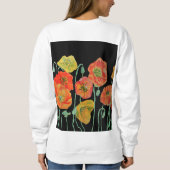 赤いポピーフローラの水彩アートフラワーパターンT-S スウェットシャツ (裏面)