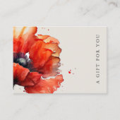 赤いポピーフローラエレガントギフト証明書 名刺 (正面)
