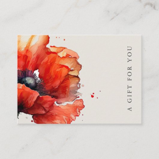 赤いポピーフローラエレガントギフト証明書 名刺 (正面)