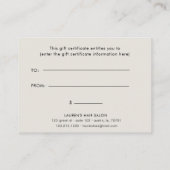 赤いポピーフローラエレガントギフト証明書 名刺 (裏面)