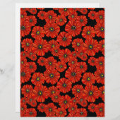 赤いポピーフローラスクラップブック紙8.5x11 (正面/裏面)