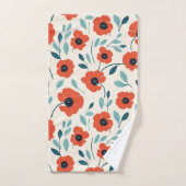 赤いポピーフローラプリントシームレスパターン バスタオルセット (ハンドタオル)