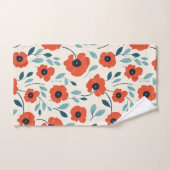 赤いポピーフローラプリントシームレスパターン バスタオルセット (ハンドタオル)