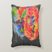 赤いポピーフローラ水色水玉模様アクセント アクセントクッション (正面(垂直))