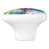 赤いポピーフローラ水色水玉模様アクセント セラミックノブ (側面)