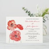 赤いポピーフローラ結婚式招待状 招待状 (スタンド正面)