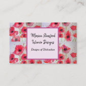 赤いポピーフローラ花水色名刺 名刺 (正面)