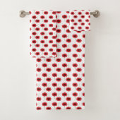 赤いポピーモダンズの花の模様(白) バスタオルセット (インサイチュ)