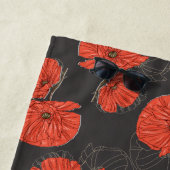 赤いポピーモダンパタンモノグラムの石板グレー ビーチタオル (インサイチュ)