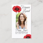 赤いポピー写真追悼カード 名刺 (正面)