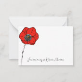 赤いポピー名メモリアル ノートカード (正面)