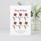 赤いポピー威厳がある誕生フラワー誕生日カード サンキューカード (スタンド正面)