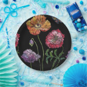 赤いポピー暗い花パターン紙パーティープレート ペーパープレート (パーティー)