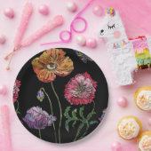 赤いポピー暗い花パターン紙パーティープレート ペーパープレート (パーティー)