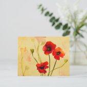 赤いポピー水色ポストカード ポストカード (スタンド正面)