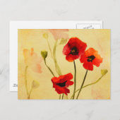 赤いポピー水色ポストカード ポストカード (正面/裏面)