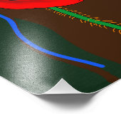 赤いポピー畑の長い髪の女性歩く フォトプリント            (角)