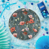 赤いポピー畑 ペーパープレート (パーティー)