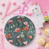 赤いポピー畑 ペーパープレート (パーティー)