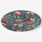 赤いポピー畑 ペーパープレート (アングル)