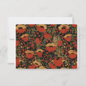 赤いポピー素朴ズヴィンテージウッドウェディングRSVPカード 案内状 (裏面)